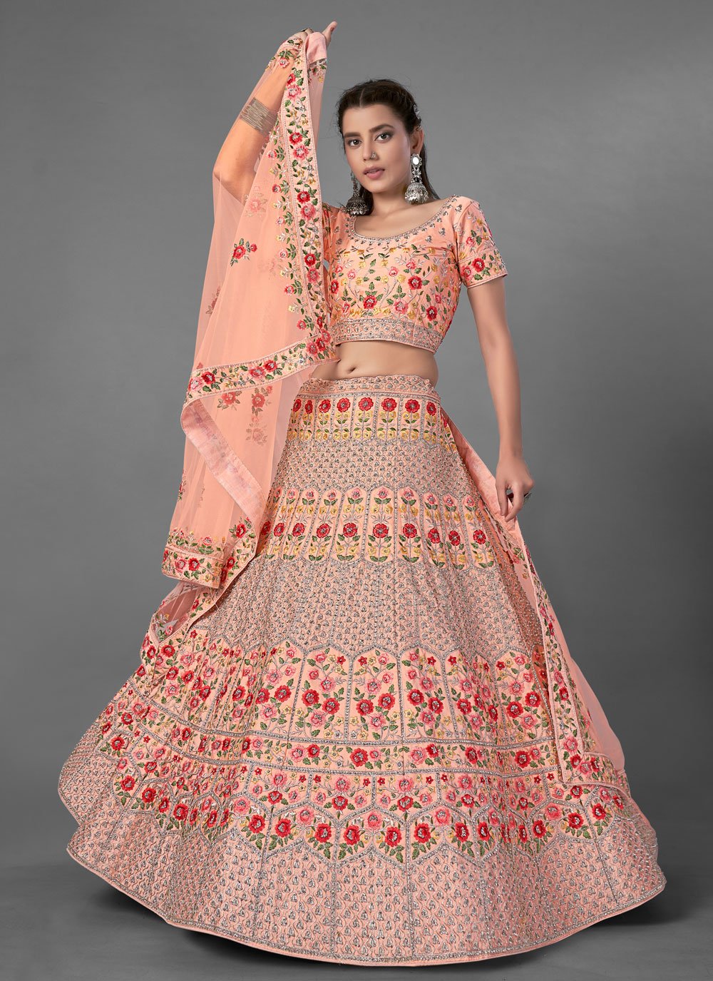 Pooja Hegde Bollywood Designer Orange Wedding Lehenga Choli | Fashion,  Indian fashion, Bollywood fashion