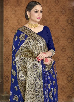 Art Silk Weaving Blue Classic Designer Saree
