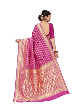 Art Silk Weaving Trendy Saree in Pink