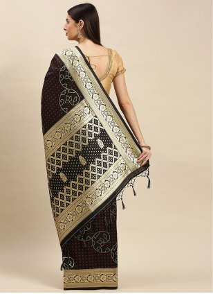
                            Banarasi Silk Weaving Black Designer Traditional Saree