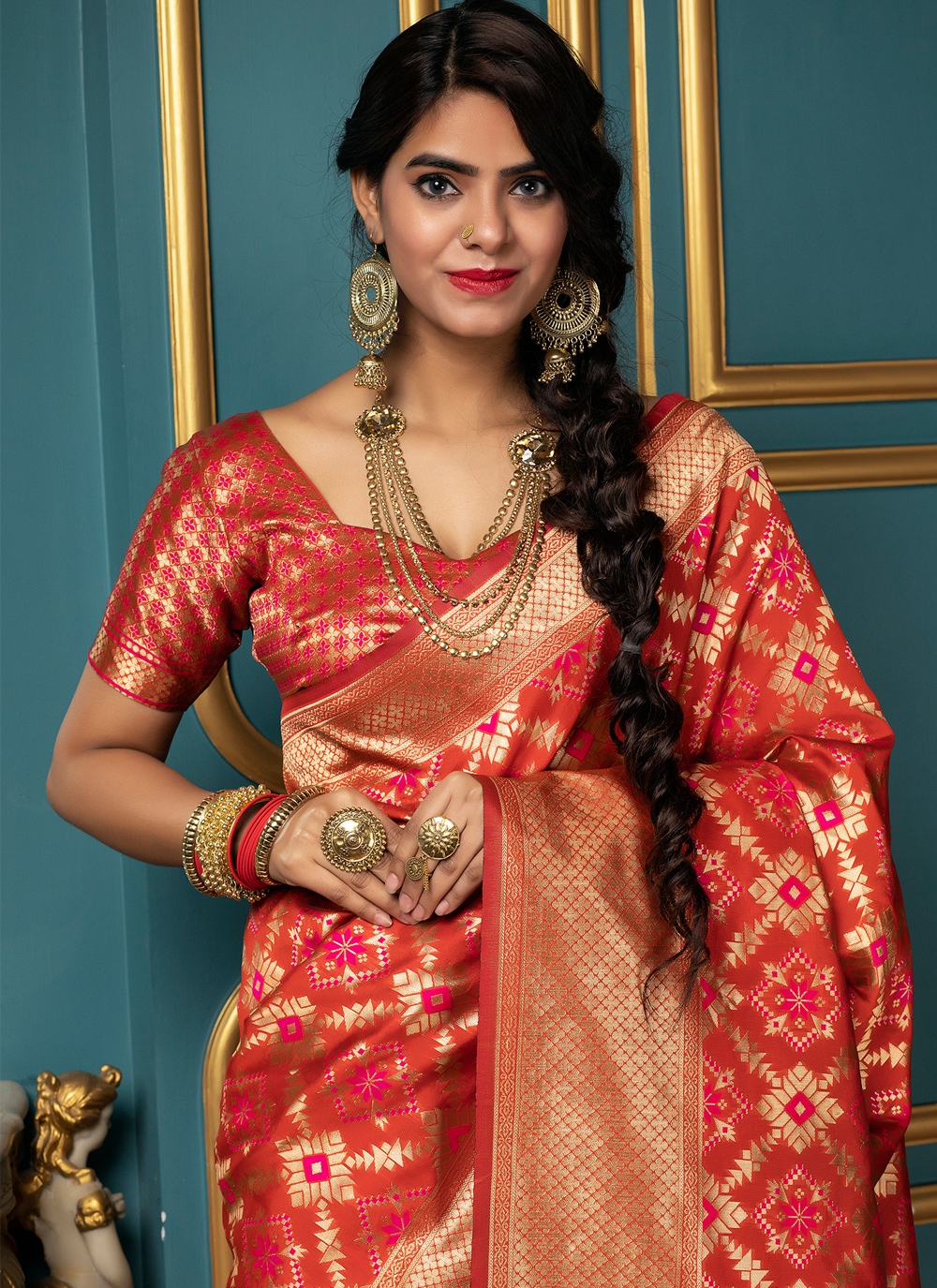 Stunning South Indian Bride In Chokers With Kanjeevaram Sarees