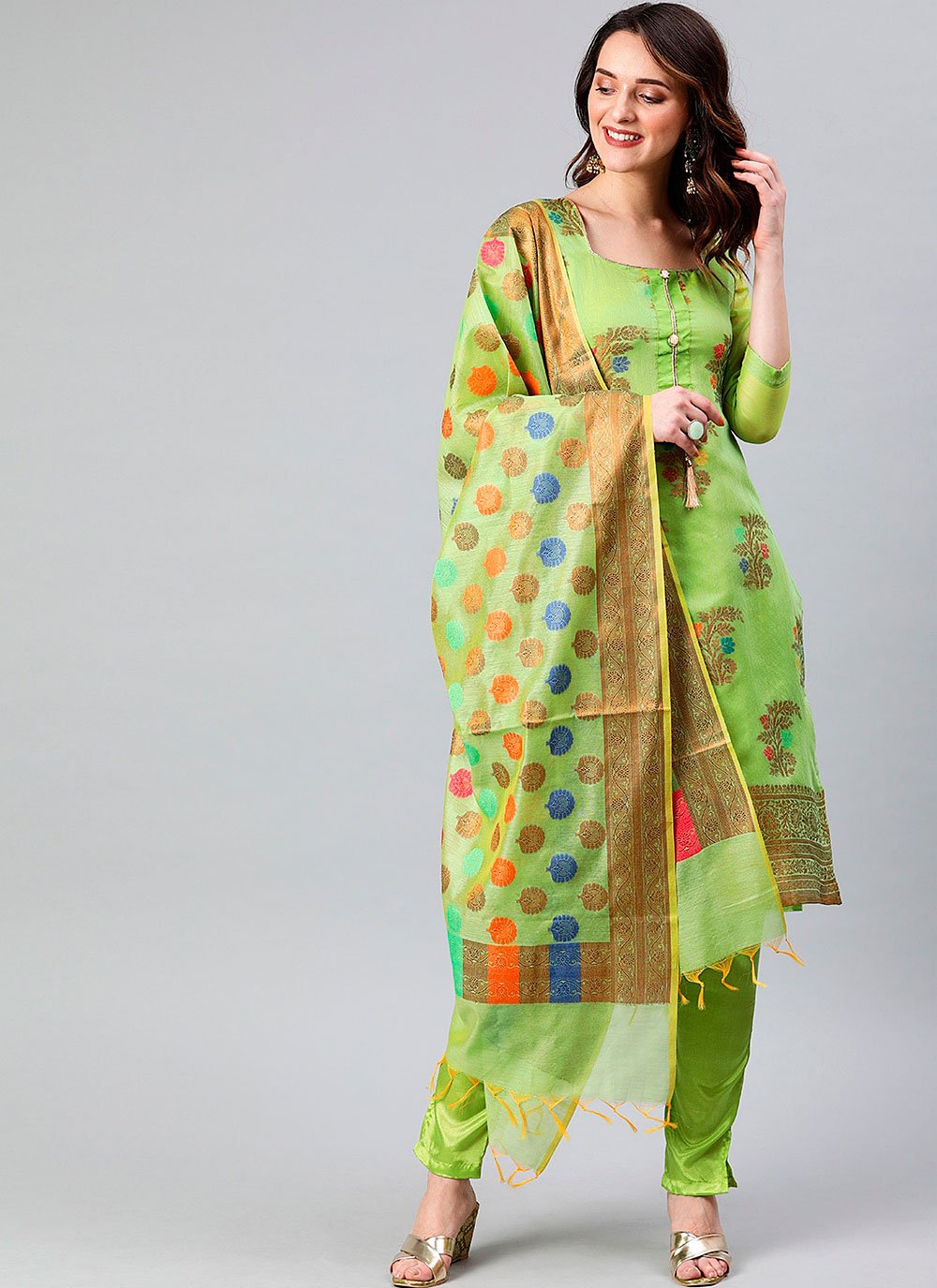 Designer Banarasi Suit with senton Bottom and Dupatta