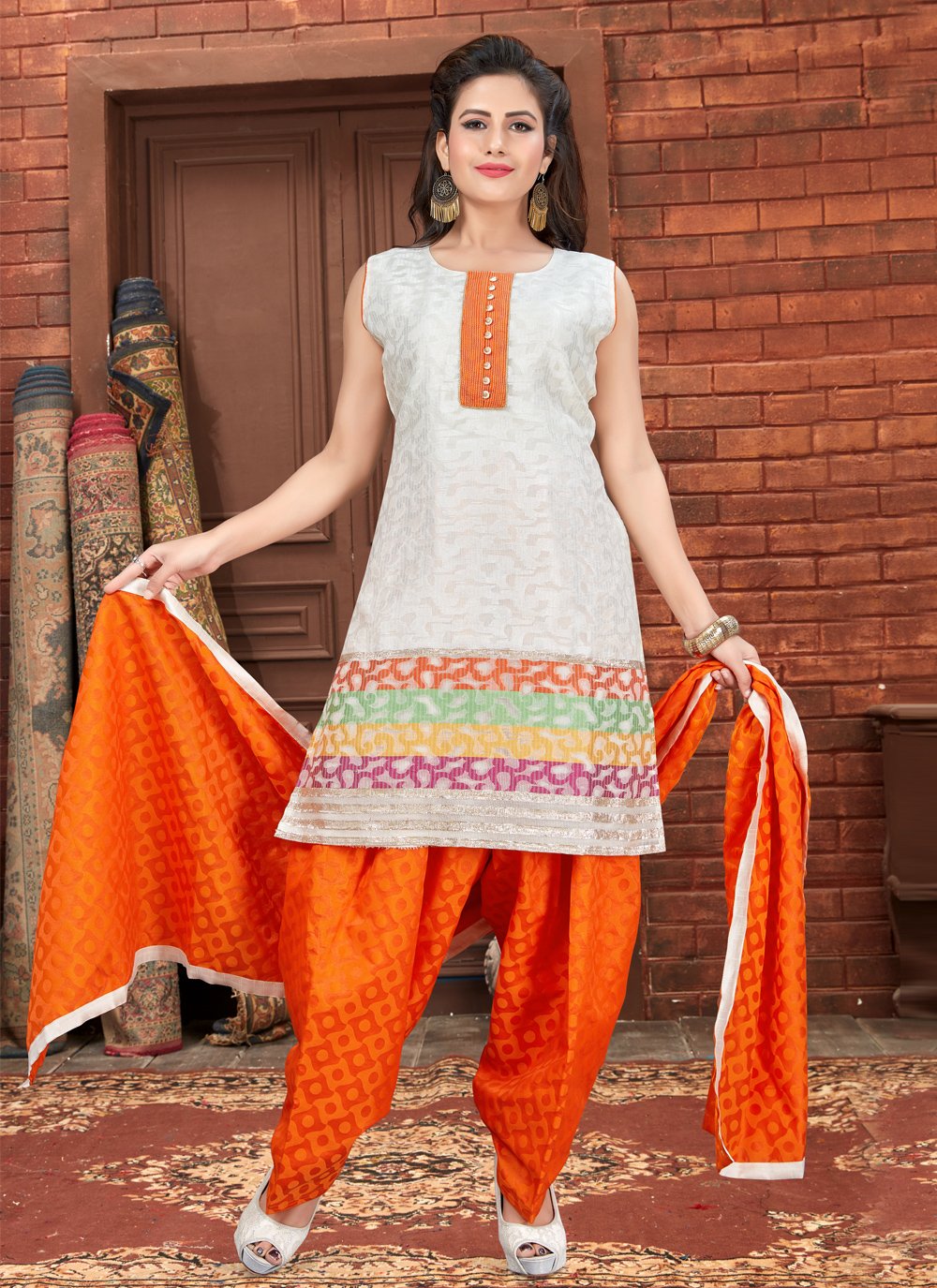Buy Orange White Salwar Kameez Dupatta Custom Stitched Indian Pakistani Designer  Suit for Women Girls Wedding Party Wear Ethnic Dress Online in India - Etsy