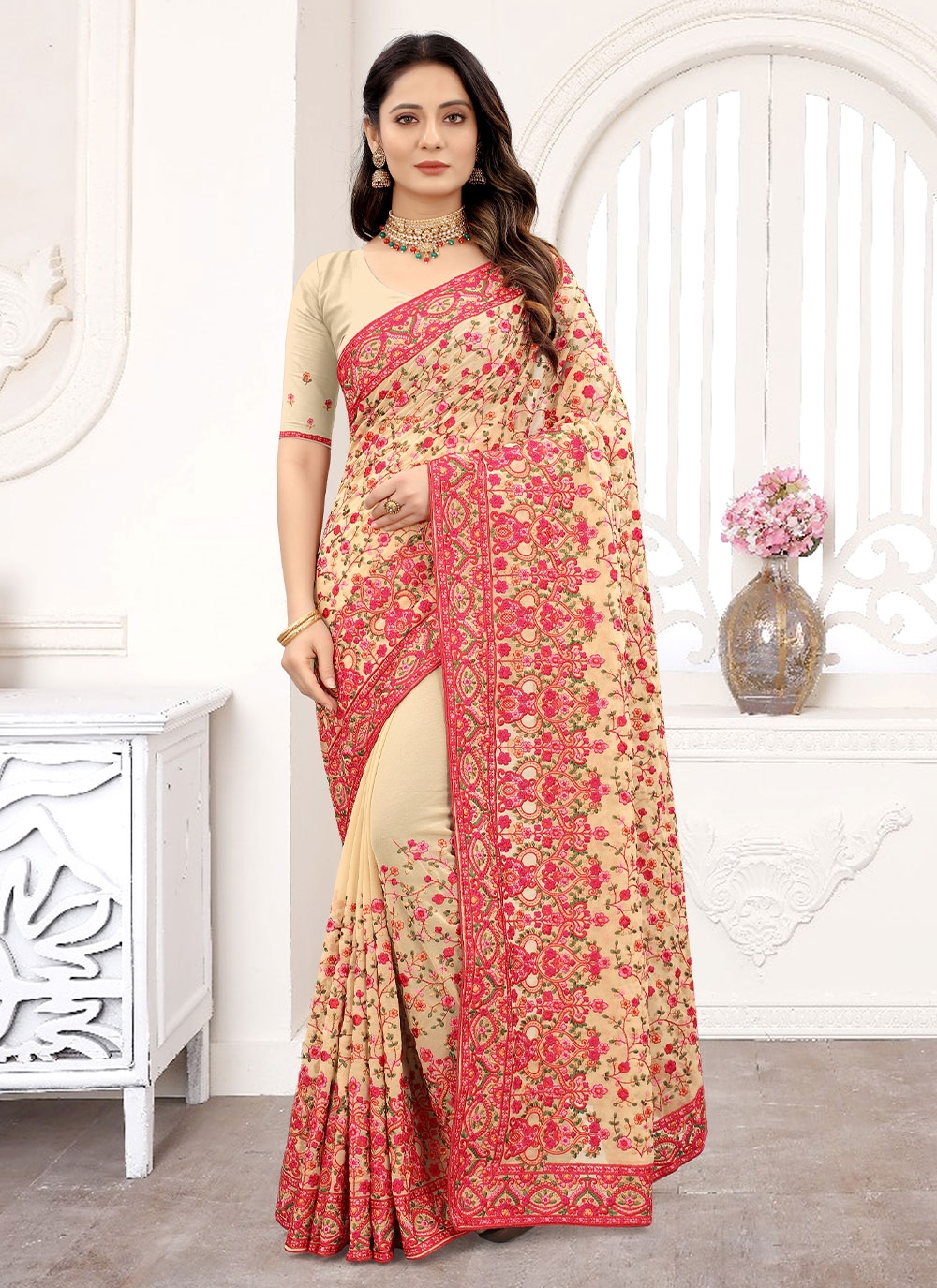 Saroj Facebook Festival Wear Embroidery Saree Collection: Textilecatalog