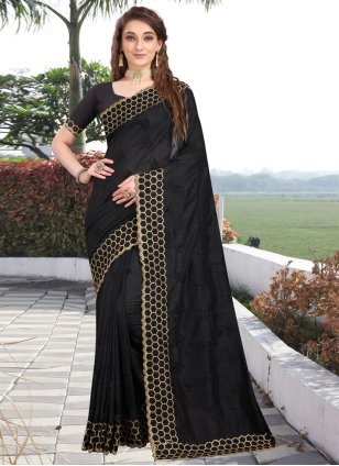 black sarees, party wear sarees photos, plain black saree black saree,black  sarees,black saree desig | Fancy sarees party wear, Black saree designs,  Stylish sarees