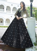 Black Cotton  Embroidered Trendy Trendy Gown