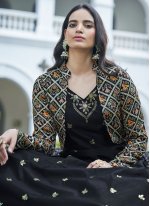 Black Cotton  Embroidered Trendy Trendy Gown