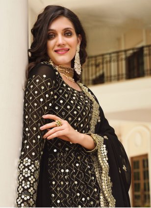 Black Georgette Embroidered Salwar suit