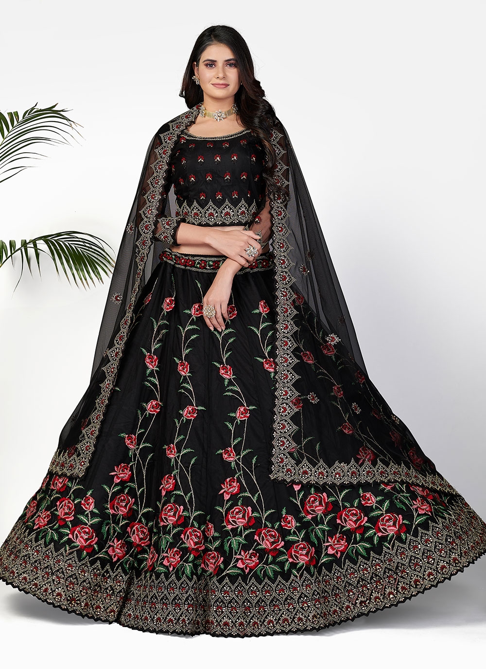 Black Floral Lehengas - Buy Black Floral Lehengas Online at Best Prices