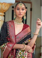 Black Patola Silk Aari Work Classic Saree