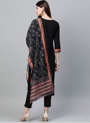 Black Plain Rayon Pakistani Salwar Suit