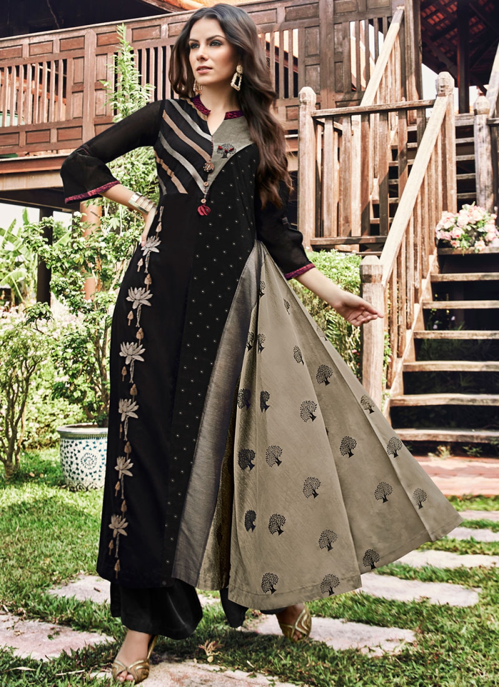 S4U LIMELIGHT MASLIN GEORGETTE GOWN STYLE PARTY WEAR KURTI ONLINE SHOPPING  - textiledeal.in