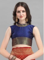 Blue and Red Festival Shaded Saree