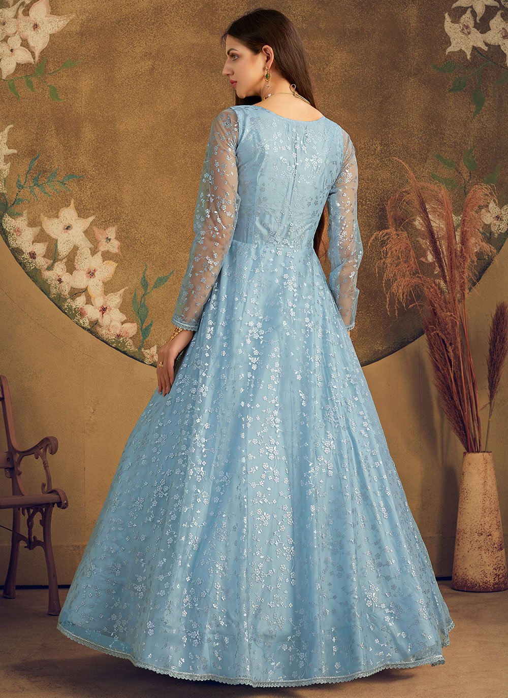 Festive Wear Blue Long Designer Dresses at Rs 1200/piece in Surat