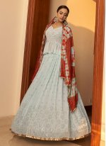 Blue Georgette Wedding Designer Lehenga Choli