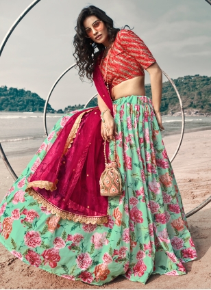 Blue Sequins Lehenga Choli