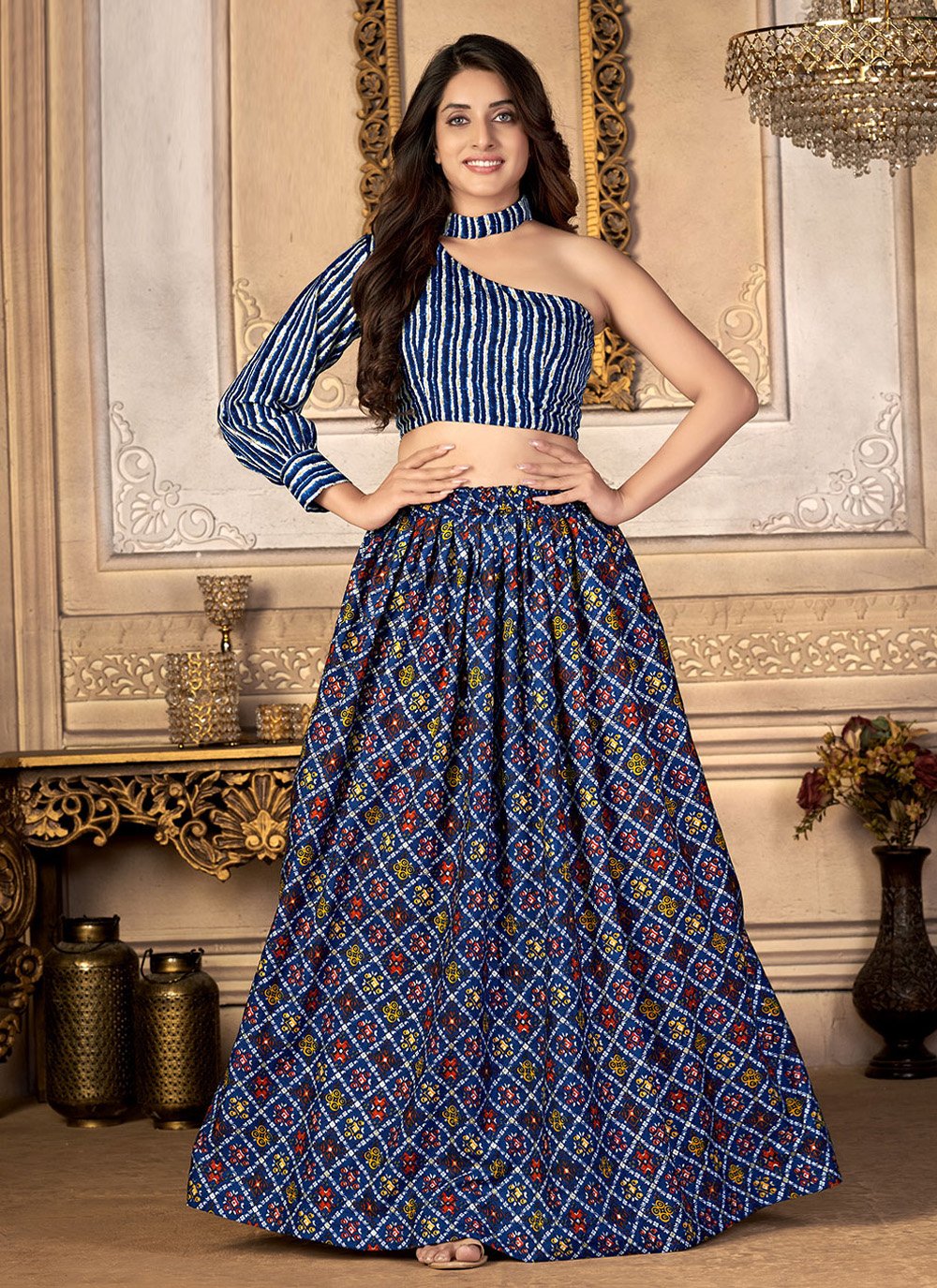 Cotton - Foil Print - Lehenga Cholis: Buy Indian Lehenga Outfits Online |  Utsav Fashion