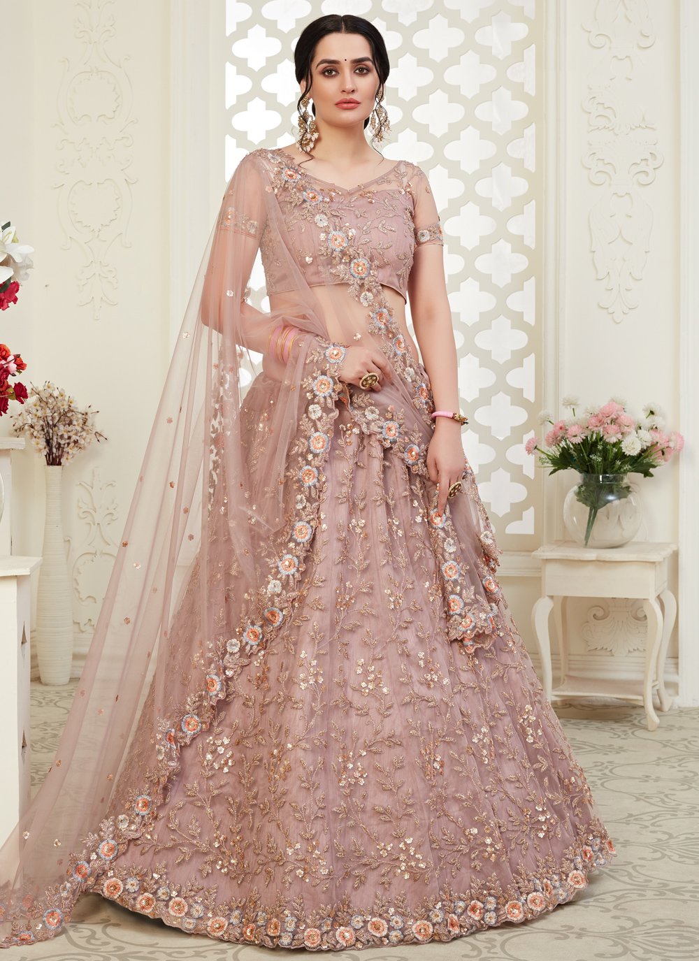 Light Brown Lehenga Choli for Pakistani Bridal Wear – Nameera by Farooq
