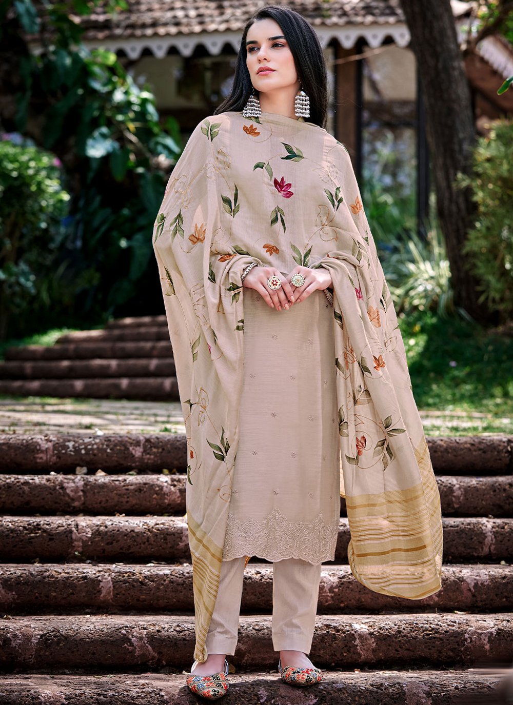 Buy Grey and Printed Cotton Suit Glace Cotton Embroidered Salwar Suit Online  in India at Lowest Prices - Price in India - buysnip.com