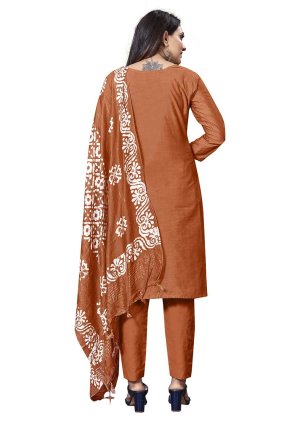 Brown Cotton  Print Trendy Salwar Suits