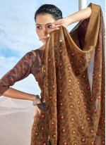 Brown Foil Border Designer Sari