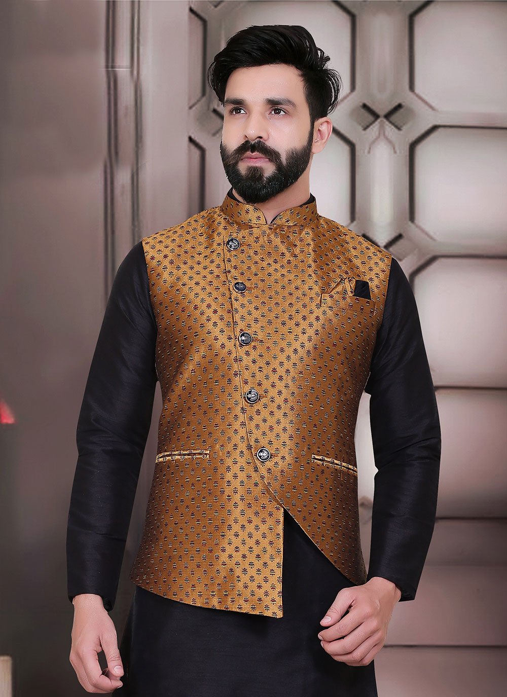 MS Creation Casual Wear Mens Brown Nehru Jacket, Size: Free Size, Packaging  Type: Packet at Rs 1000/piece(s) in New Delhi