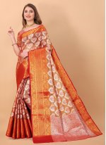 Brown Organza Weaving Classic Sari