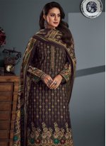Brown Pashmina Digital Print Salwar suit