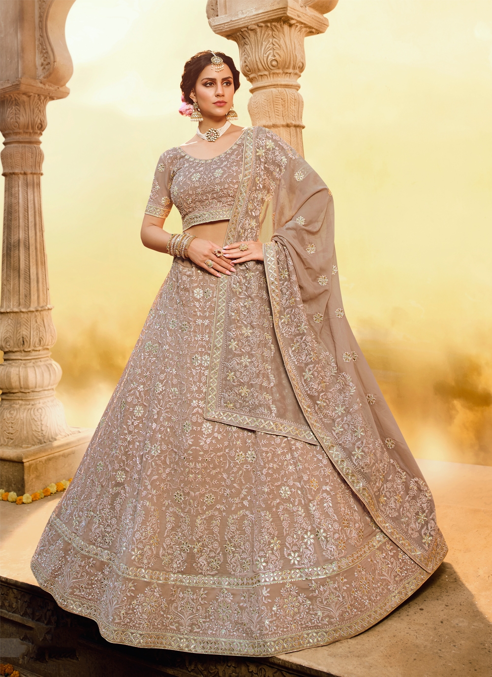 brown colour ghagra choli