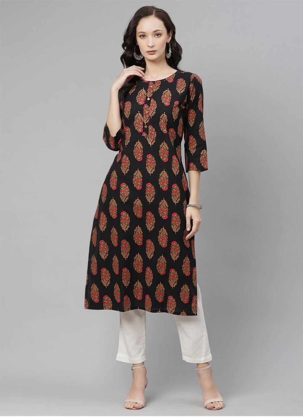 Bimba Women's Designer Black A-Line Kurta Kurti Indian Party Wear With  Scarf-10: Buy Online at Best Price in UAE - Amazon.ae