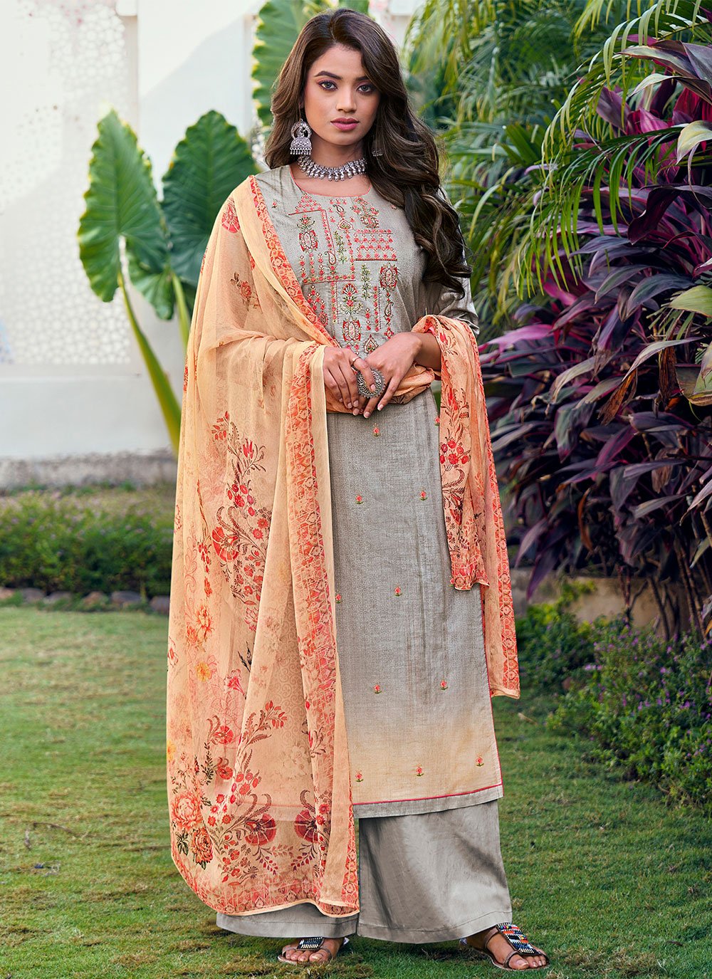 Mannelijkheid verwarring Decoratief Buy Digital Print Cotton Designer Pakistani Suit in Grey Online : South  Africa -