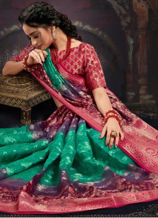 Digital Print Fancy Fabric Designer Saree in Multi Colour