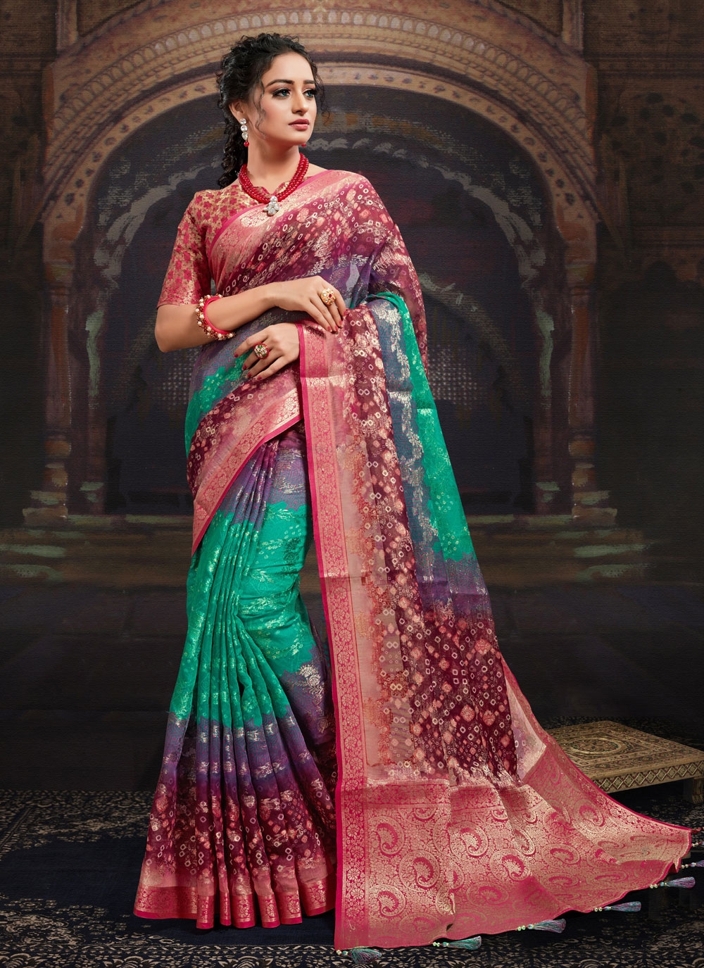 Double colour wedding outlet sarees