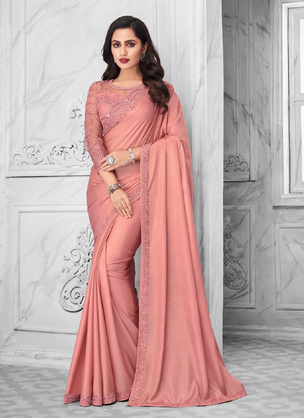 Embroidered Ceremonial Trendy Saree