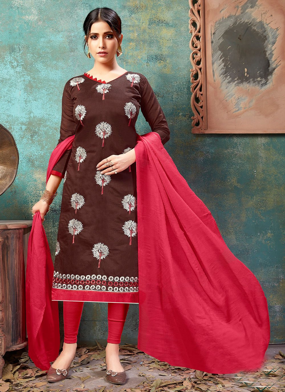 Multicolor Regular Wear Ladies Flower Design Cotton Dress Material at Rs  375 in Ahmedabad