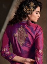 Embroidered Magenta Readymade Anarkali Suit 