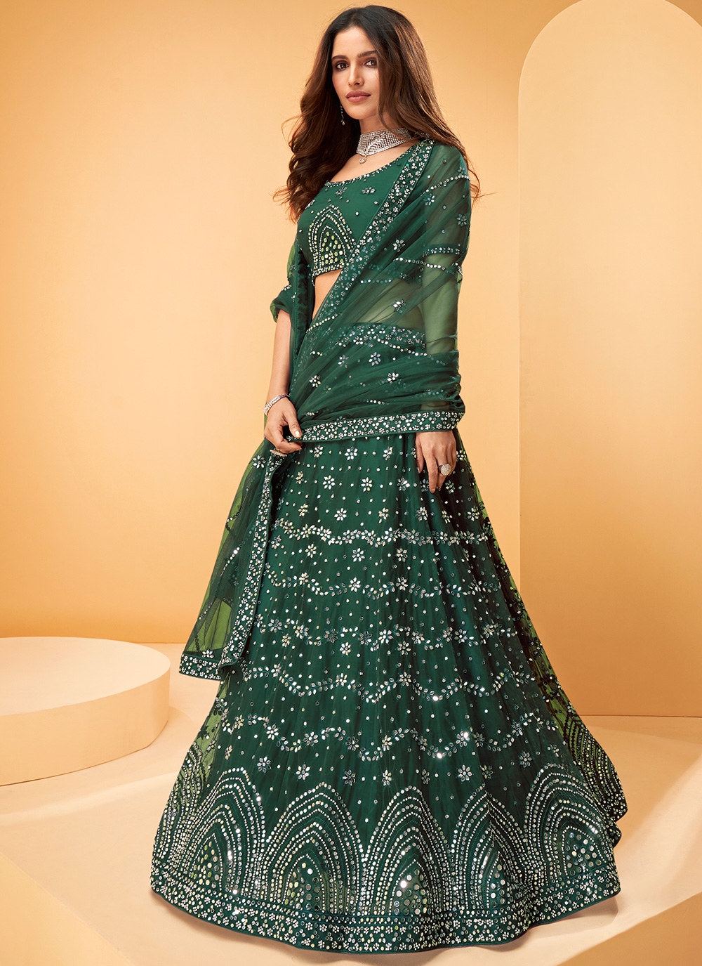 Embroidered Net Designer Lehenga Choli