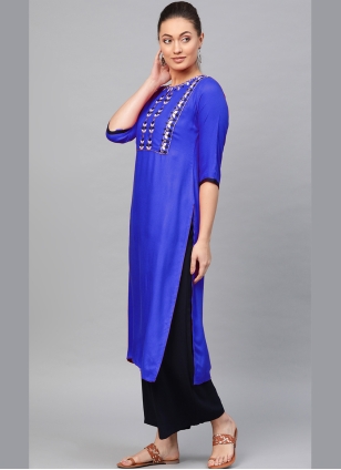 Embroidered Rayon Casual Kurti