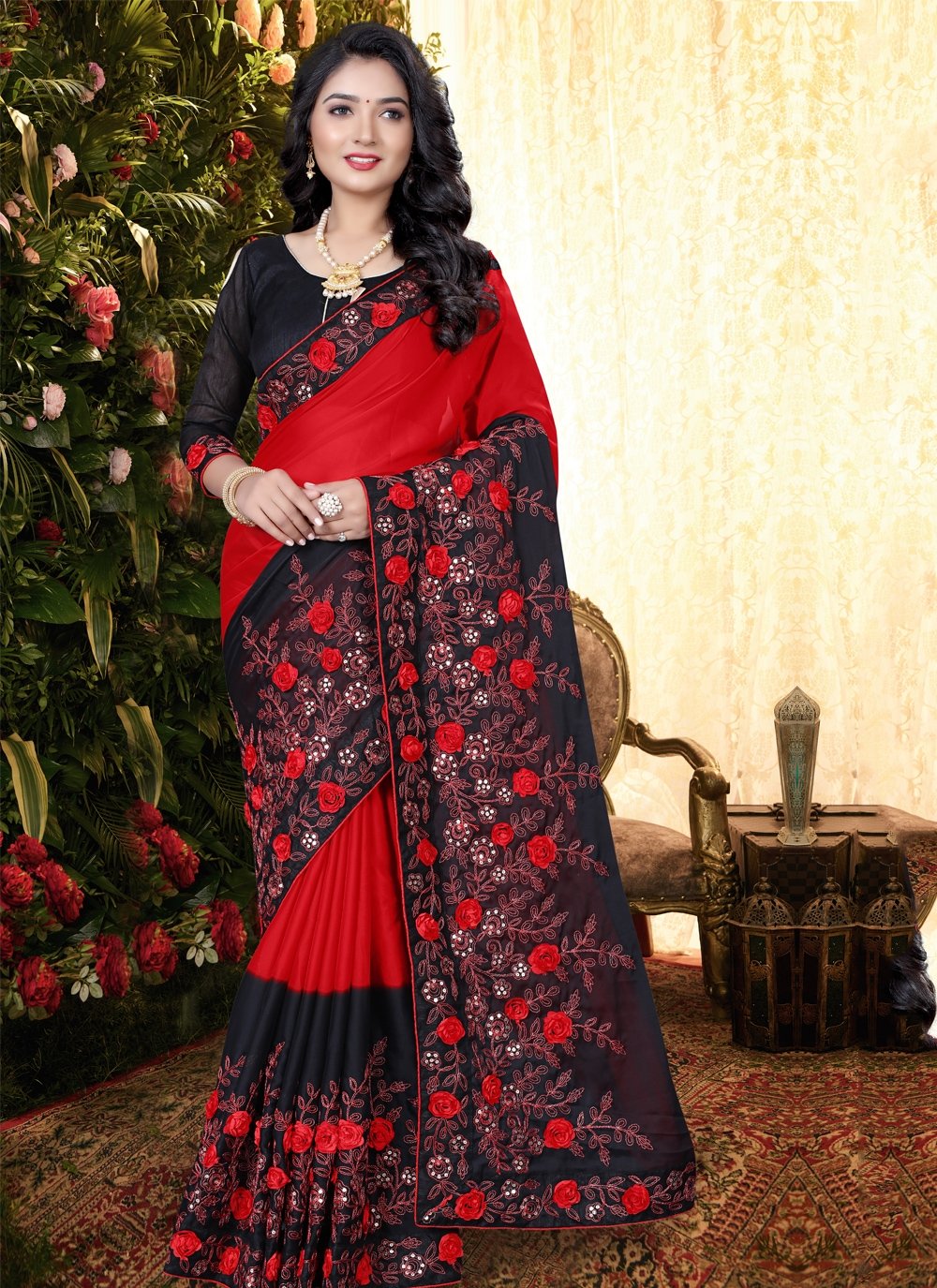 Frozen Flower Saree – Navvi.in