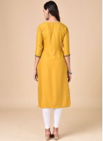 Embroidered Yellow Party Wear Kurti