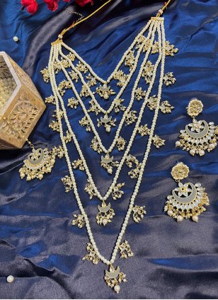 Ethnic Necklace Set in White for Sangeet