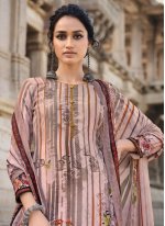 Faux Crepe Digital Print Salwar Suit in Multi Colour