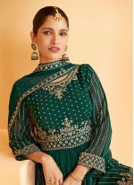 Faux Georgette Embroidered Green Designer Pakistani Salwar Suit