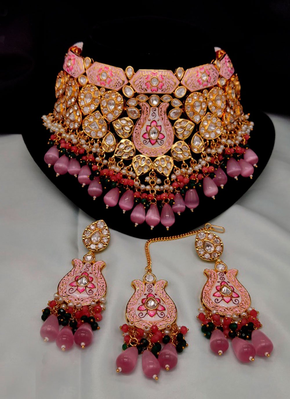 Heera jewellers Elegant cubic zirconia / american diamond necklace  jewellery set pink Price in India - Buy Heera jewellers Elegant cubic  zirconia / american diamond necklace jewellery set pink online at undefined