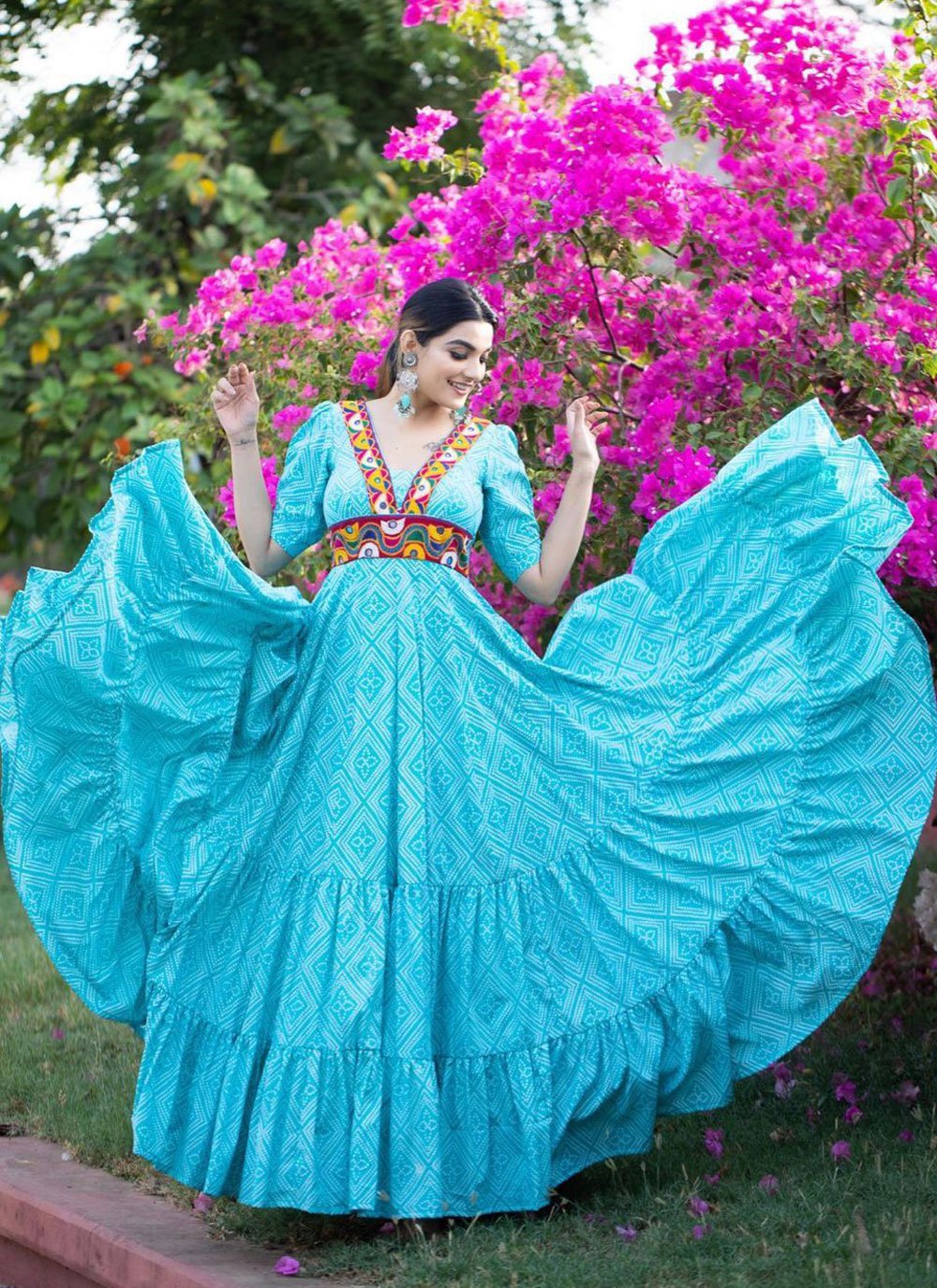 Alia Bhatt Firozi Party Wear Designer Gown With Contras Dupatta – Kaleendi