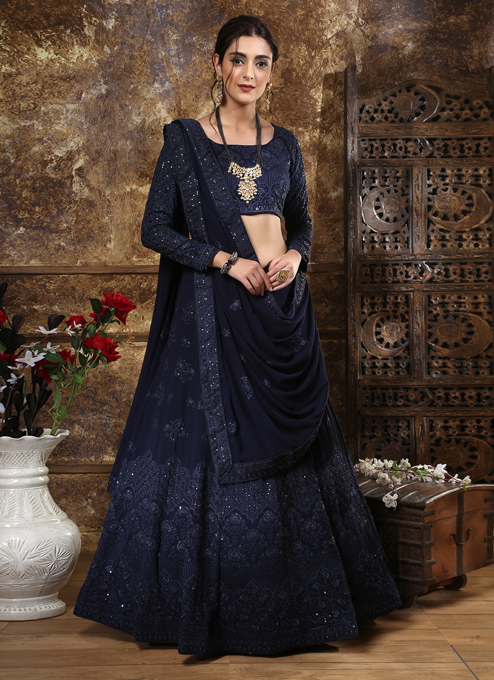 lehenga dress blue colour