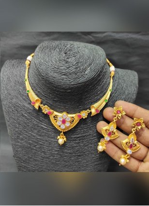 Gold and Pink Necklace Set for Women