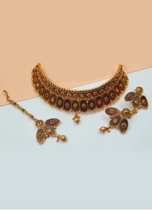 Gold Stone Necklace Set