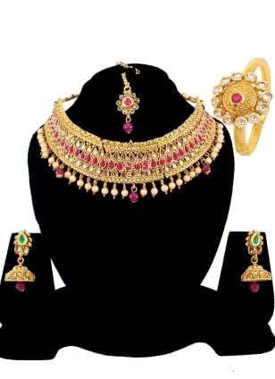 Gold Stone Necklace Set