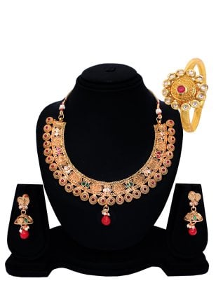 Gold Stone Necklace Set